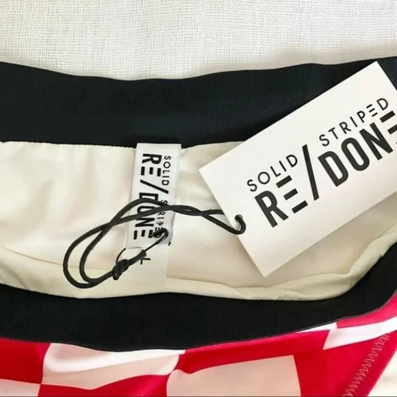 NWT RE/DONE SOLID&STRIPED The Malibu Bottom Red Checker Size L - Picture 11 of 13
